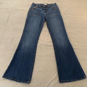 Happily Grey Jeans Juniors 5/27 Blue Med Wash Mid Rise Flare Stretch Denim
